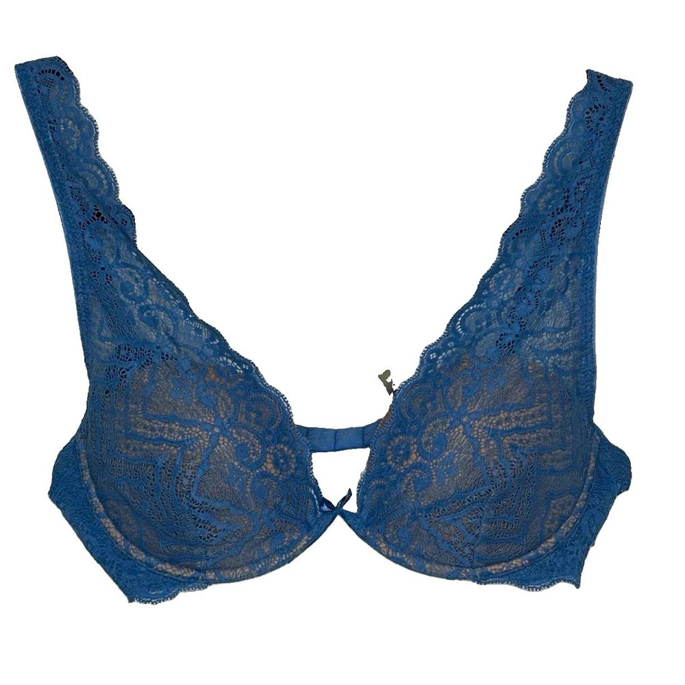 Intimissimi Sofia Balconette Underwire Lace Bra Blue Floral 32B #0478